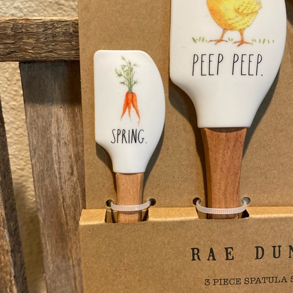 Rae Dunn Easter Spatulas, Spring Silicone Spatulas With Wooden Handles Set Of 3 - Picture 5 of 15